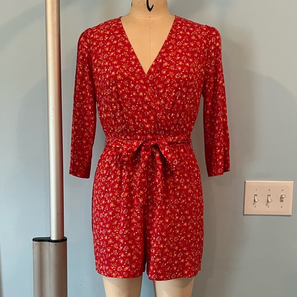 NWT - Madewell Three-Quarter-Sleeve Wrap-Front Romper - Size 6 - Picture 5 of 8